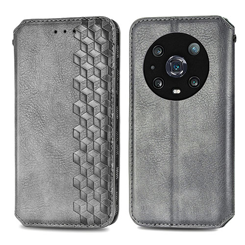 Leather Case Stands Flip Cover Holder S01D for Huawei Honor Magic4 Pro 5G Gray