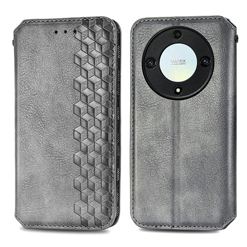 Leather Case Stands Flip Cover Holder S01D for Huawei Honor Magic5 Lite 5G Gray