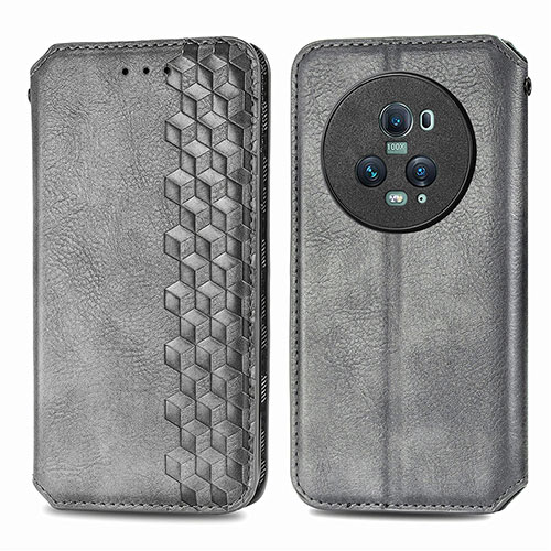 Leather Case Stands Flip Cover Holder S01D for Huawei Honor Magic5 Pro 5G Gray