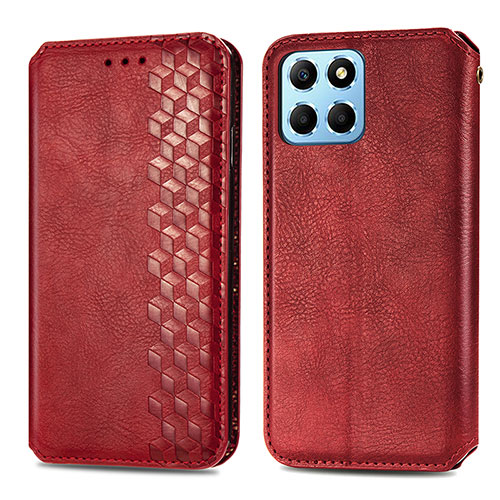 Leather Case Stands Flip Cover Holder S01D for Huawei Honor X6 5G Red