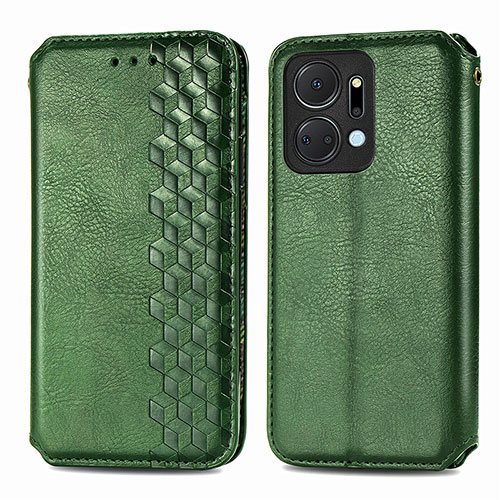 Leather Case Stands Flip Cover Holder S01D for Huawei Honor X7a Green