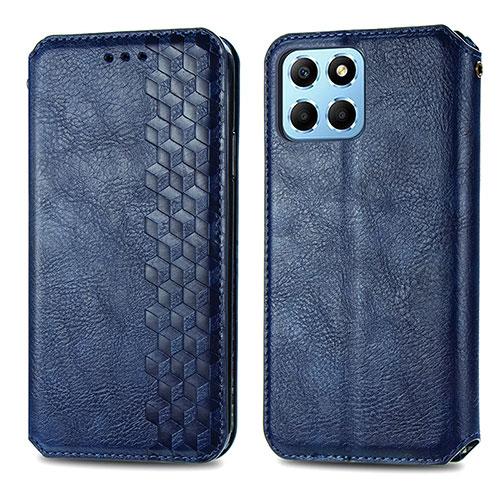 Leather Case Stands Flip Cover Holder S01D for Huawei Honor X8 5G Blue