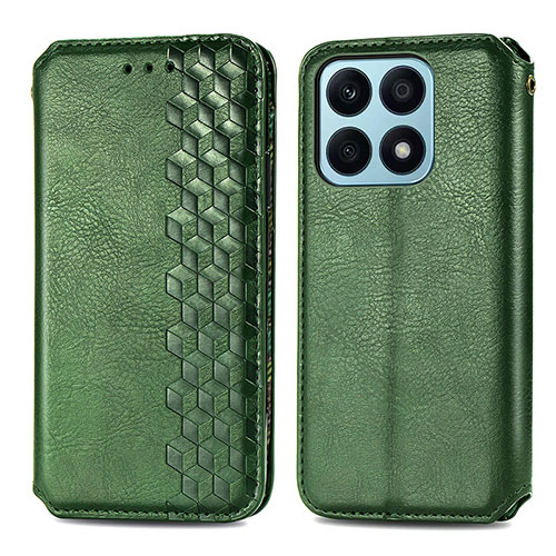 Leather Case Stands Flip Cover Holder S01D for Huawei Honor X8a 4G Green