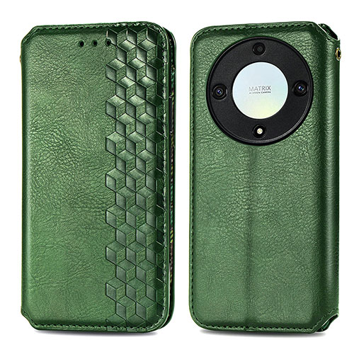 Leather Case Stands Flip Cover Holder S01D for Huawei Honor X9a 5G Green