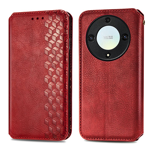 Leather Case Stands Flip Cover Holder S01D for Huawei Honor X9a 5G Red