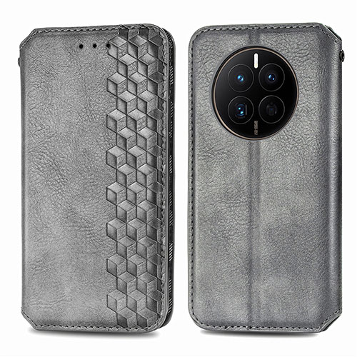 Leather Case Stands Flip Cover Holder S01D for Huawei Mate 50 Gray