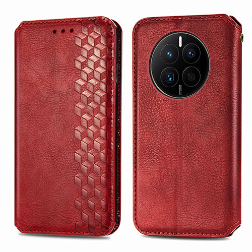 Leather Case Stands Flip Cover Holder S01D for Huawei Mate 50E Red