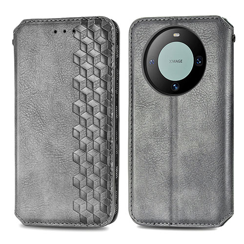 Leather Case Stands Flip Cover Holder S01D for Huawei Mate 60 Gray