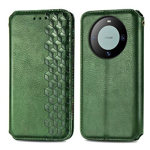 Leather Case Stands Flip Cover Holder S01D for Huawei Mate 60 Pro Green