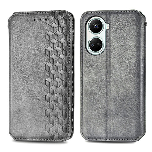 Leather Case Stands Flip Cover Holder S01D for Huawei Nova 10 SE Gray