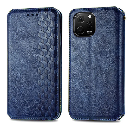 Leather Case Stands Flip Cover Holder S01D for Huawei Nova Y61 Blue