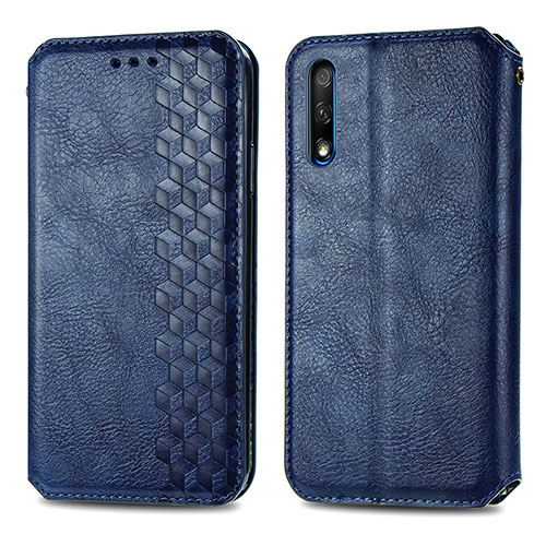 Leather Case Stands Flip Cover Holder S01D for Huawei P Smart Z (2019) Blue