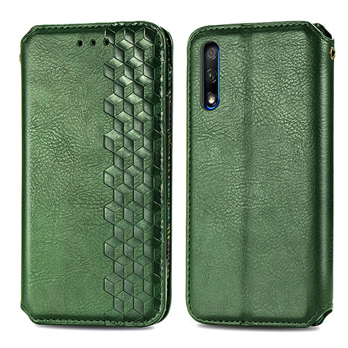 Leather Case Stands Flip Cover Holder S01D for Huawei P Smart Z (2019) Green