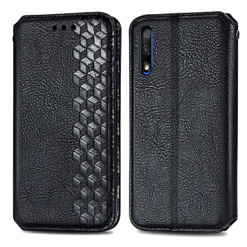 Leather Case Stands Flip Cover Holder S01D for Huawei Y9 Prime (2019) Black