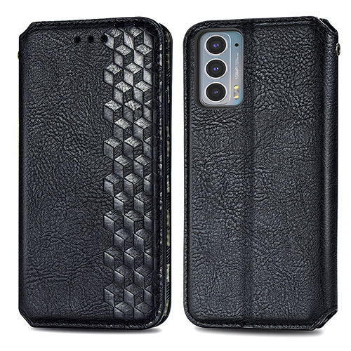 Leather Case Stands Flip Cover Holder S01D for Motorola Moto Edge 20 5G Black