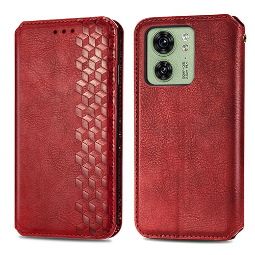Leather Case Stands Flip Cover Holder S01D for Motorola Moto Edge (2023) 5G Red