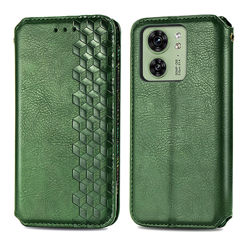 Leather Case Stands Flip Cover Holder S01D for Motorola Moto Edge 40 5G Green