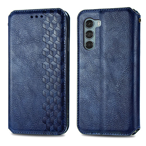 Leather Case Stands Flip Cover Holder S01D for Motorola Moto Edge S30 5G Blue