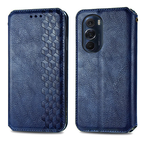 Leather Case Stands Flip Cover Holder S01D for Motorola Moto Edge X30 5G Blue