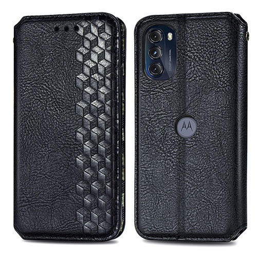 Leather Case Stands Flip Cover Holder S01D for Motorola Moto G 5G (2022) Black