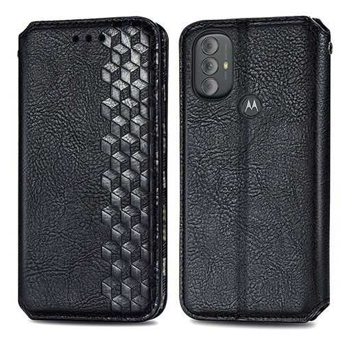 Leather Case Stands Flip Cover Holder S01D for Motorola Moto G Play (2023) Black