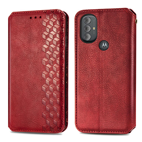 Leather Case Stands Flip Cover Holder S01D for Motorola Moto G Play (2023) Red