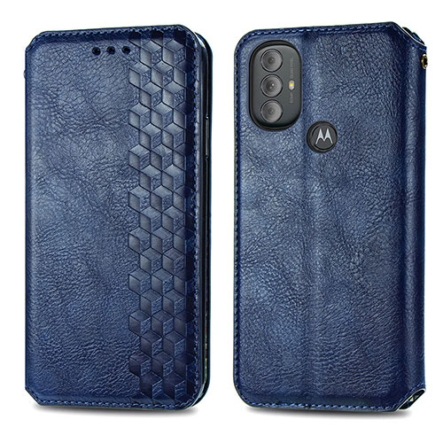 Leather Case Stands Flip Cover Holder S01D for Motorola Moto G Power (2022) Blue