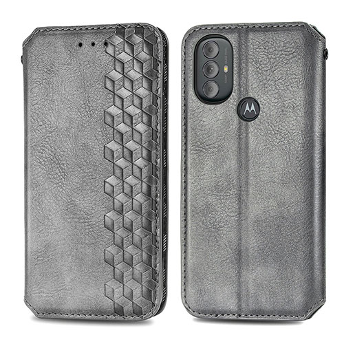 Leather Case Stands Flip Cover Holder S01D for Motorola Moto G Power (2022) Gray