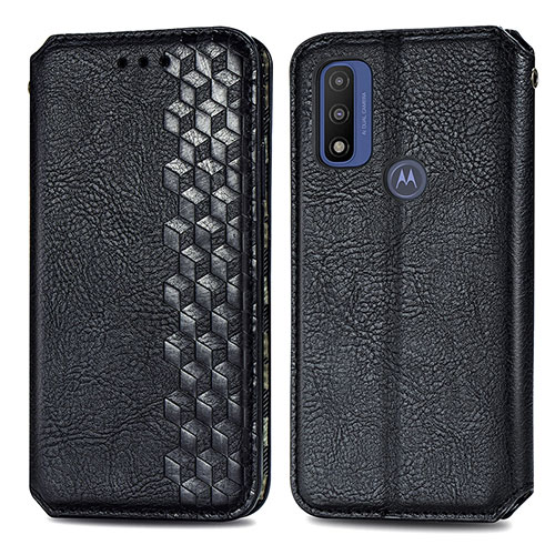 Leather Case Stands Flip Cover Holder S01D for Motorola Moto G Pure Black