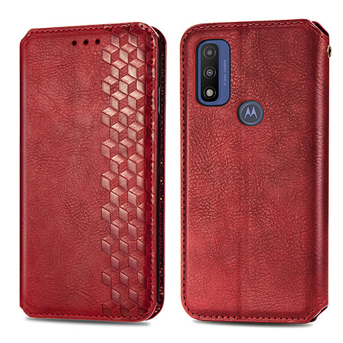 Leather Case Stands Flip Cover Holder S01D for Motorola Moto G Pure Red