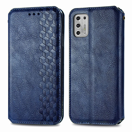 Leather Case Stands Flip Cover Holder S01D for Motorola Moto G Stylus (2021) Blue