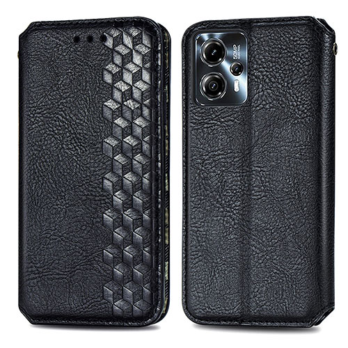 Leather Case Stands Flip Cover Holder S01D for Motorola Moto G13 Black