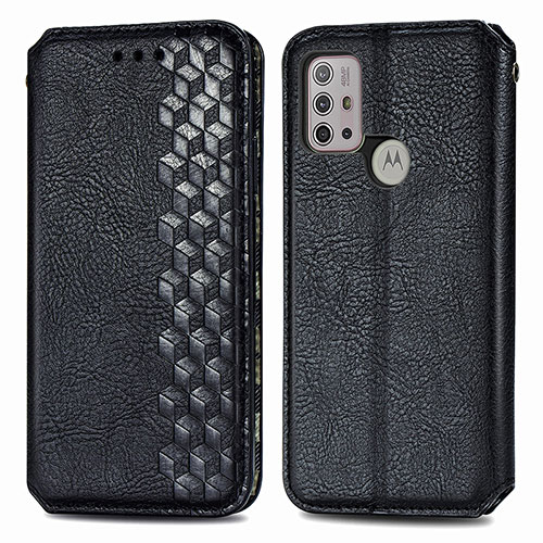 Leather Case Stands Flip Cover Holder S01D for Motorola Moto G20 Black