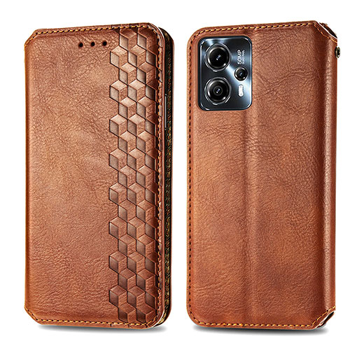 Leather Case Stands Flip Cover Holder S01D for Motorola Moto G23 Brown