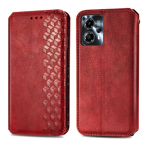 Leather Case Stands Flip Cover Holder S01D for Motorola Moto G23 Red