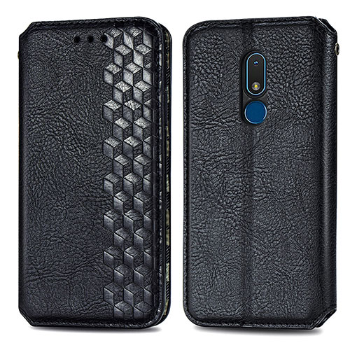 Leather Case Stands Flip Cover Holder S01D for Nokia C3 Black