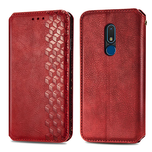 Leather Case Stands Flip Cover Holder S01D for Nokia C3 Red