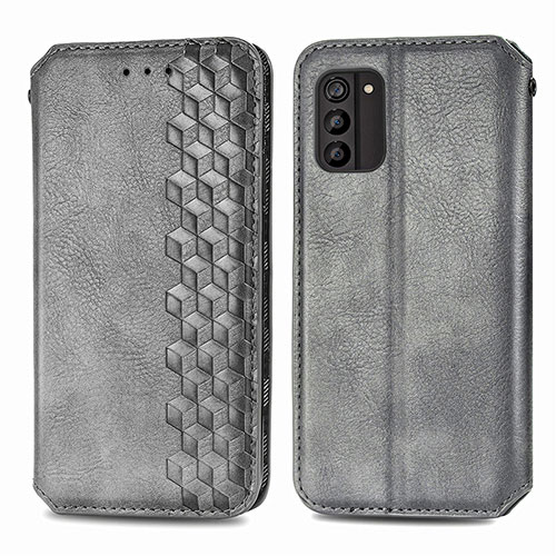 Leather Case Stands Flip Cover Holder S01D for Nokia G100 Gray