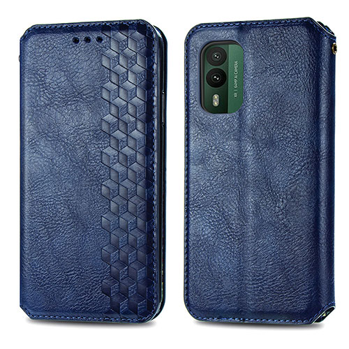 Leather Case Stands Flip Cover Holder S01D for Nokia XR21 Blue