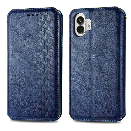 Leather Case Stands Flip Cover Holder S01D for Nothing Phone 2 Blue