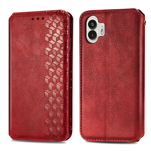 Leather Case Stands Flip Cover Holder S01D for Nothing Phone 2 Red