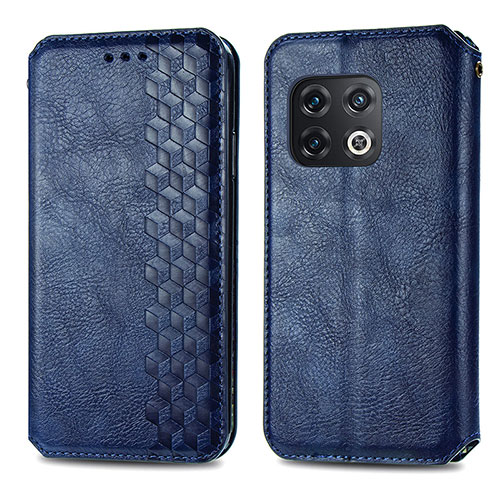 Leather Case Stands Flip Cover Holder S01D for OnePlus 10 Pro 5G Blue