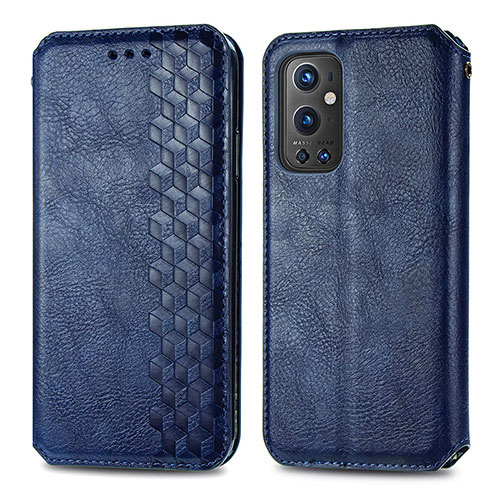 Leather Case Stands Flip Cover Holder S01D for OnePlus 9 Pro 5G Blue