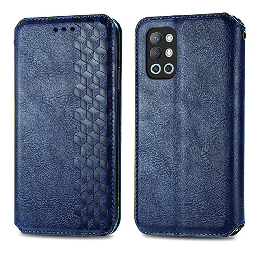 Leather Case Stands Flip Cover Holder S01D for OnePlus 9R 5G Blue