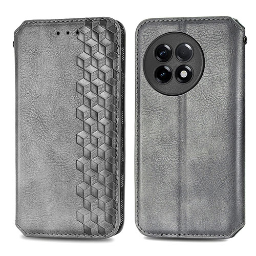 Leather Case Stands Flip Cover Holder S01D for OnePlus Ace 2 Pro 5G Gray