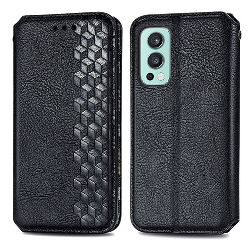 Leather Case Stands Flip Cover Holder S01D for OnePlus Nord 2 5G Black