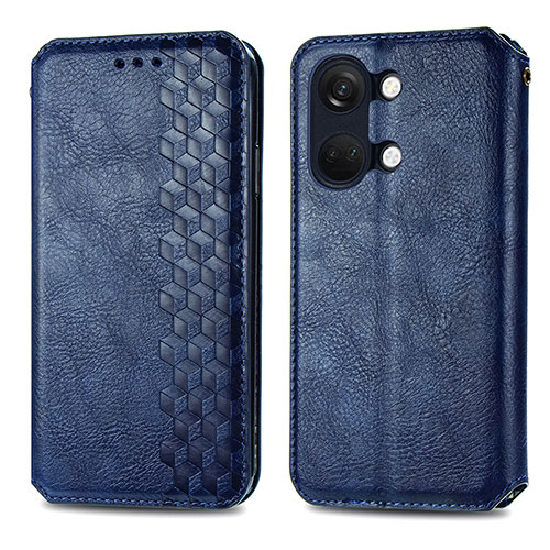 Leather Case Stands Flip Cover Holder S01D for OnePlus Nord 3 5G Blue