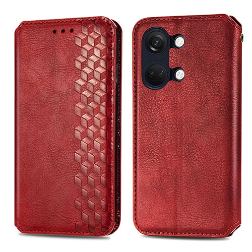 Leather Case Stands Flip Cover Holder S01D for OnePlus Nord 3 5G Red