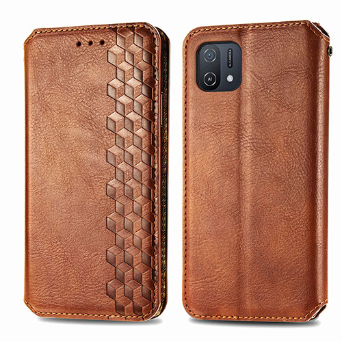 Leather Case Stands Flip Cover Holder S01D for Oppo A16K Brown