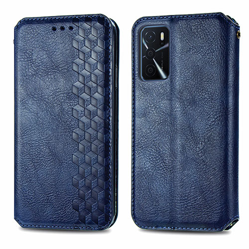Leather Case Stands Flip Cover Holder S01D for Oppo A16s Blue